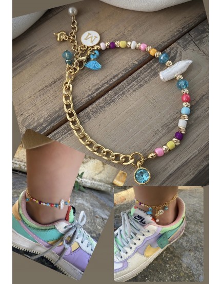 doğal tane su incisi swarovski damla cam boncuk sarkıt charm mix halhal