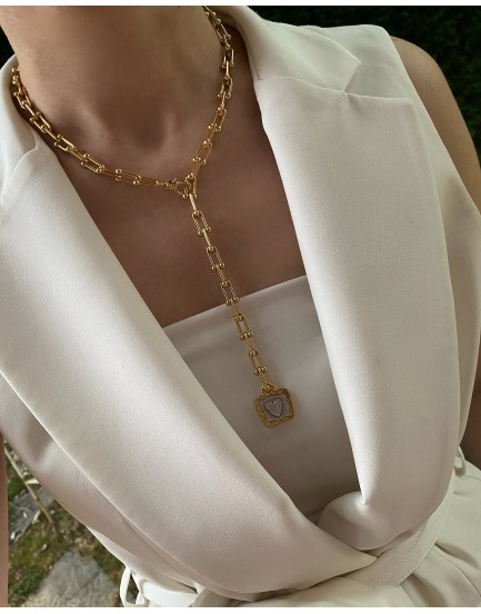 tiffany zincir kanca kilit silver gold kilitli kalp özel tasarım Y kolye