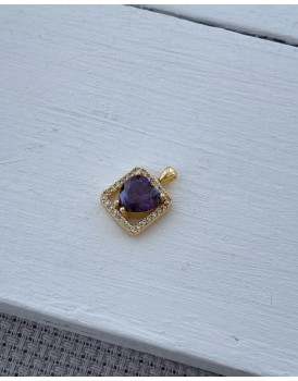 zirkon cerceve swarovski mor kalp kolye ucu