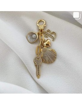 swarovski kalp zirkon anahtar harfli canta süsü