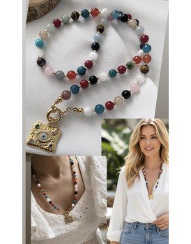 gemici kilit 7 çakra 21 doğaltaş huzur,mutluluk,motivasyon,şans ve başarı kolyesi