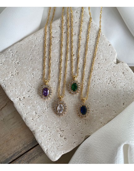singapur zincir swarovski tas özel tasarım kolye
