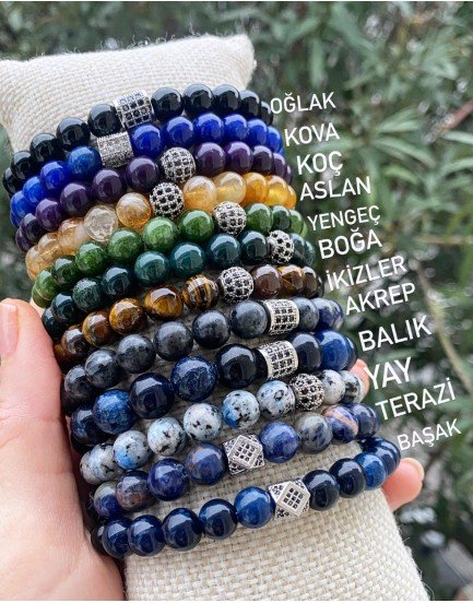 erkek model burçlara özel uğurlu doğaltaş şans bileklik