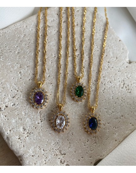 singapur zincir swarovski tas özel tasarım kolye