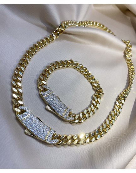 14k altın kaplama ithal çelik gurmet zincir vip özel seri kolye bileklik set