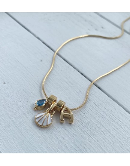 beyaz deniz kabugu swarovski sudamlası charm kolye