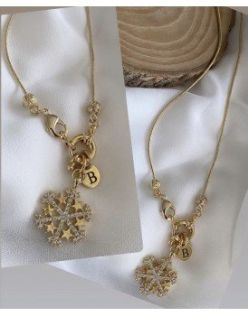 1. Sınıf altın kaplama dümen kilit Zirkon kar tanesi kolye 1. Sınıf altın kaplama dümen kilit Zirkon kar tanesi kolye