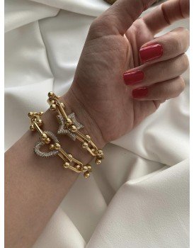 vip 14k tiffany zincir zirkon kalp ve yıldız charm çapa kilit özel seri bileklik