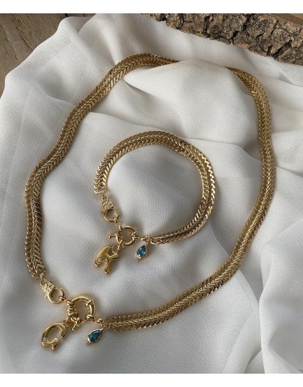 özel üretim ithal tilki kuyruğu zincir gemici kilit çapa kanca balon harf swarovski damla özel tasarım kolye bileklik seti