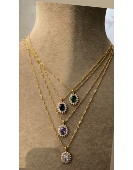 singapur zincir swarovski tas özel tasarım kolye
