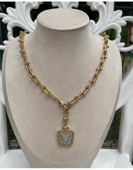 tiffany zincir kanca kilit silver gold kilitli kalp özel tasarım Y kolye