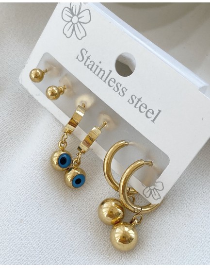 6LI SET CELİK NAZAR KÜPE