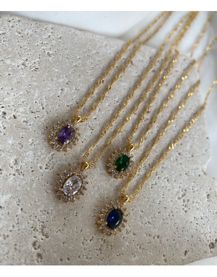 singapur zincir swarovski tas özel tasarım kolye