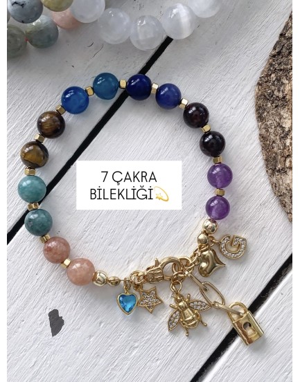 7 çakra doğaltaş özel tasarım şans ve motivasyon bilekliği 7 çakra doğaltaş özel tasarım şans ve motivasyon bilekliği