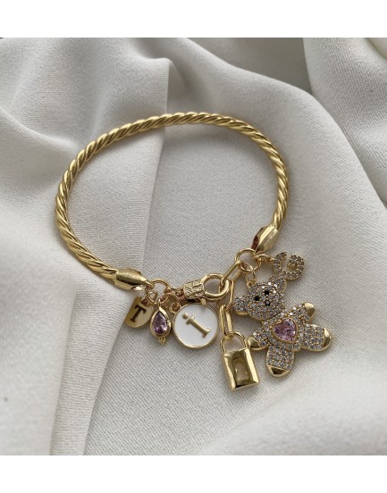 zirkon panda charm 3 harf tasarım kelepce