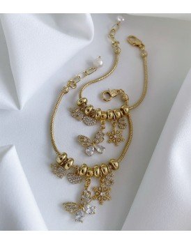 swarovski kelebek charm özel tasarım harfli pandora bileklik