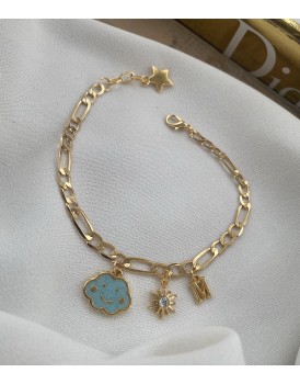 frigo zincir mineli mavi bulut swarovski güneş charm harfli halhal