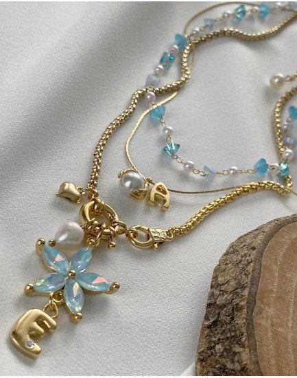 swarovski sonsuzluk çiçeği tek taş balon harf sarkaç gemici kilit arnavut zincşr özel tasarım imaj kolye kombini