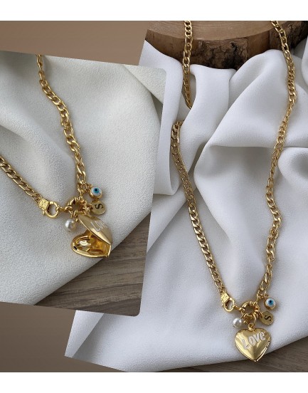 gemici kilit kapaklı love charm kolye