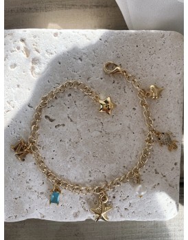 deniz temalı zirkon balık swarovski küp 7 charm halhal