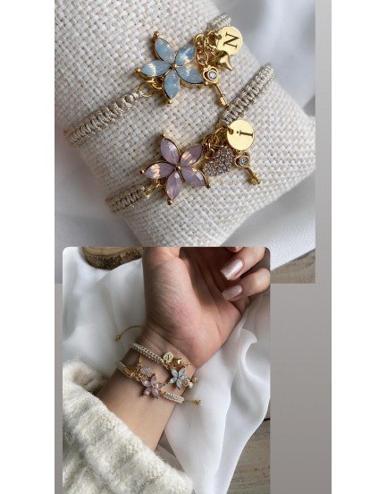 swarovski sonsuzluk çiçeği makrome örgü tasarım harfli bileklik
