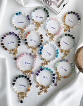 burçların kendi denge taşlarına göre tasarlanmış doğaltaş enerji şans ve mutluluk içerikli özel tasarım burç bileklikleri