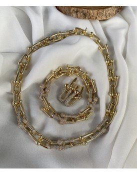 ithal 14k çelik özel seri kolye bileklik küpe seti