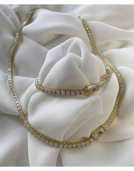 14k vip özel seri çelik swarovski taşlı su yolu ithal marka kolye bileklik seti