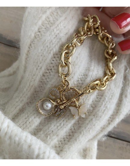 KİLİT UÇ KALIN VİNTAGE ZİNCİR CHARM BİLEKLİK