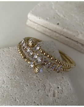 swarovski taşlı inci topuz çift dolama vip bileklik