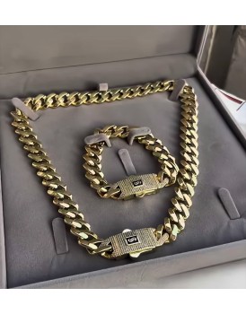 14k çelik vip özel seri kuyumcu model kalın gurmet zincir kolye bileklik seti