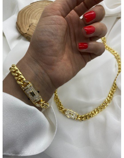 vip özel seri 14k altın kaplama juping kolye bileklik seti