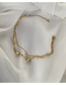 çelik swarovski zırh çift zincir halhal