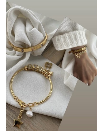 4d zirkon küp harf love kelepçe ve cartier kelepçe kombini