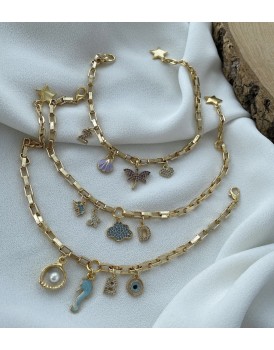 zirkon charm küp zincir harfli halhal