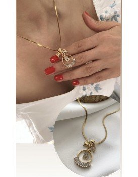 altın kaplama çelik italyan zincir swarovski baget taş küre charm 2 harfli özel tasarım love kolye