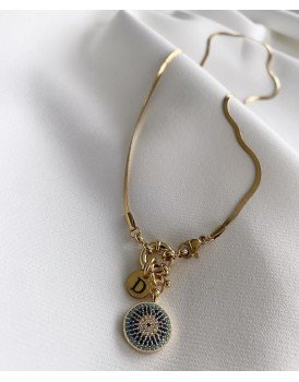 Altın kaplama dümen kilit Zirkon taş tasarım nazar kolye