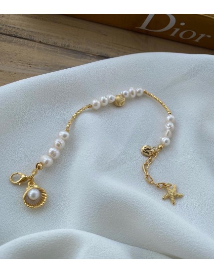 24 K altın kaplama dorika sütun doğal su incisi bileklik