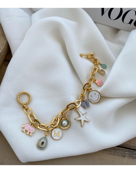 24 K altın kaplama 10 CharM özel tasarım pandora model bileklik