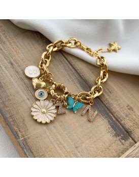 Dümen kilit Kalın vintage zincir 7 CharM tasarım bileklik Dümen kilit Kalın vintage zincir 7 CharM tasarım bileklik