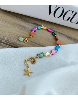 24 K altın kaplama sedef taşı ay form bileklik 