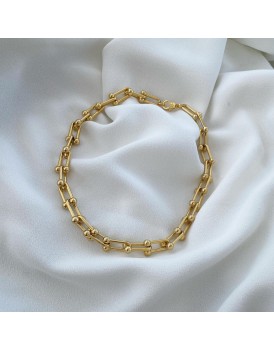 Altın kaplama kalın zincir Tiffany kolye