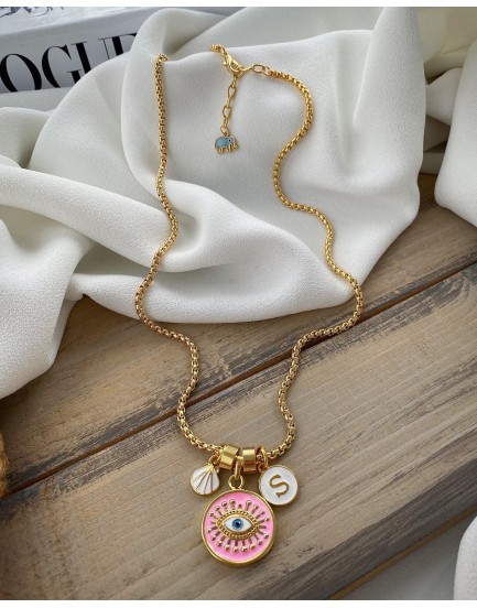 Renkli mineli göz Charm kolye