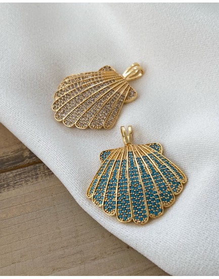 24 K altın kaplama özel yapım zirkon deniz kabuğu