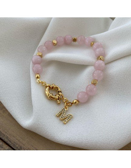 Dümen kilit pembe kuvars taşı bileklik